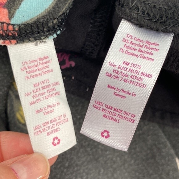 Lot of 2 Justice Full Length Leggings Floral Spellout Leg Girls XL 16/18 - Picture 7 of 7